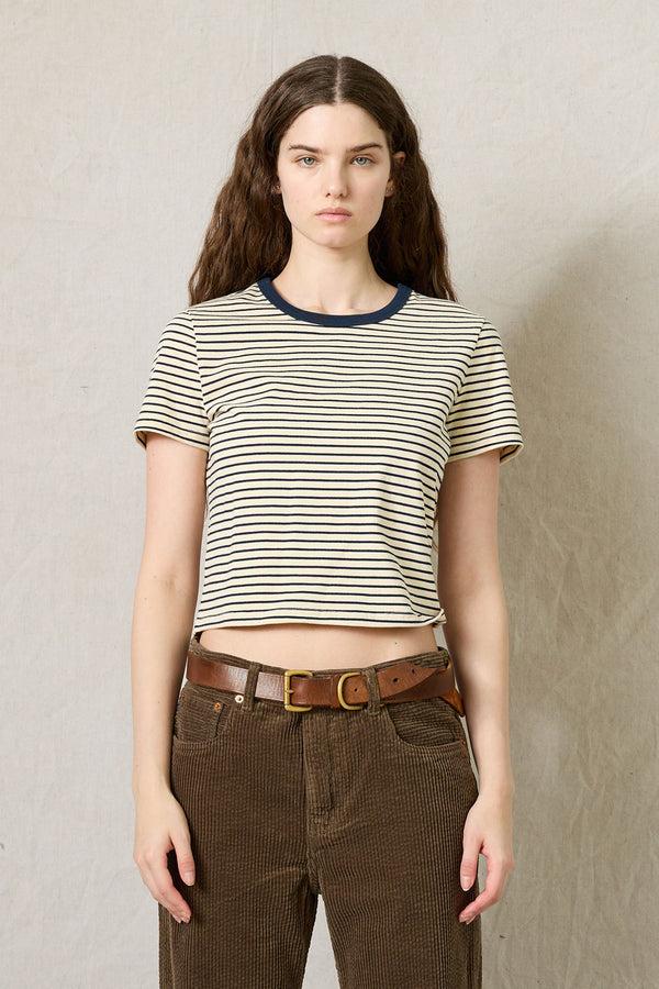 Denimist Striped Baby Tee Narrow Cream/Navy Stripe