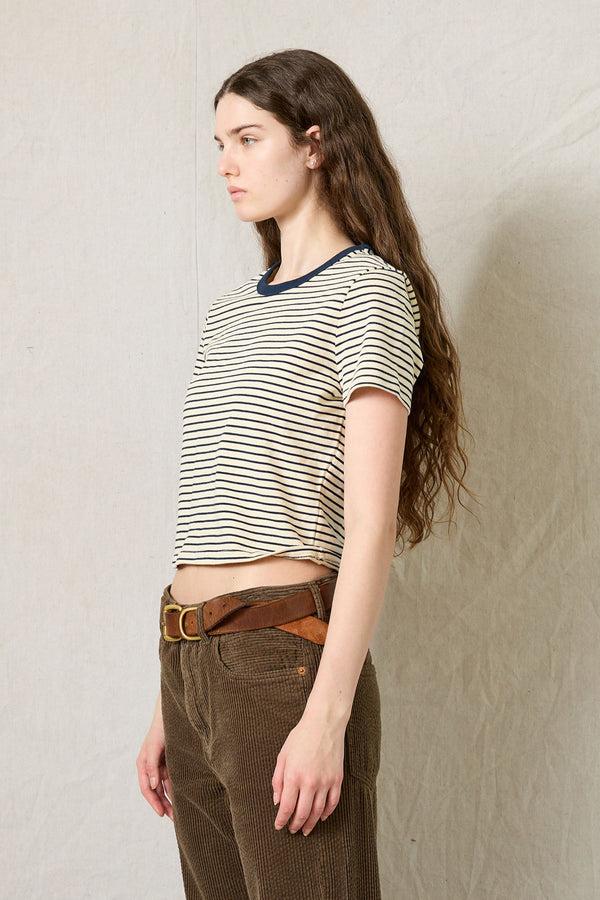Denimist Striped Baby Tee Narrow Cream/Navy Stripe