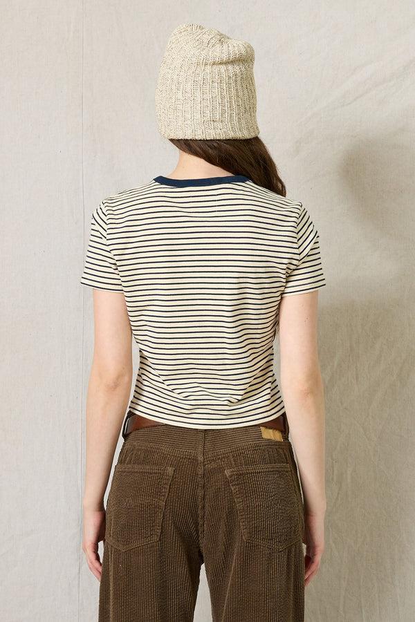 Denimist Striped Baby Tee Narrow Cream/Navy Stripe