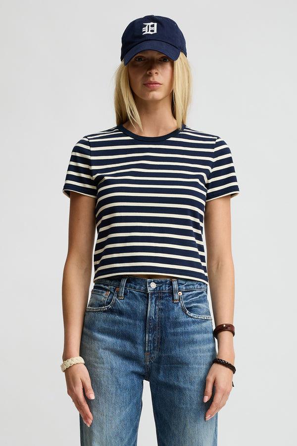 Denimist Striped Baby Tee Wide Navy/Cream Stripe