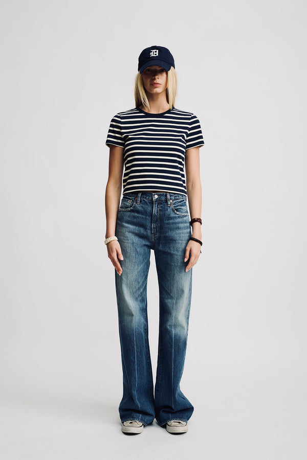 denimist Striped Baby Tee Wide Navy/Cream Stripe