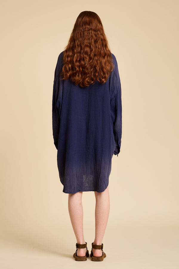 Denimist Utility Shirtdress Washed Blue Gauze