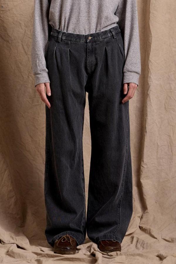 denimist Double Pleat Wide Leg Chino Printed Indigo