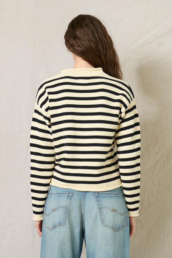 Denimist Striped Pullover Sweater Cream/Midnight Navy Stripe
