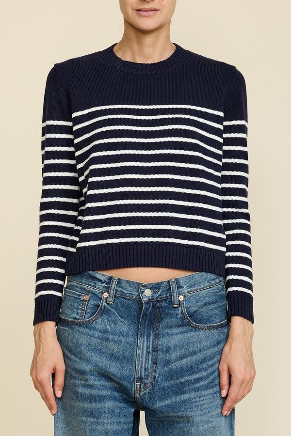 denimist Striped Pullover Sweater Dark Navy w/ Off White