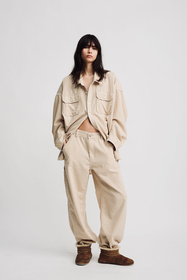 denimist Teri Wide Leg Carpenter Pant Railroad Khaki