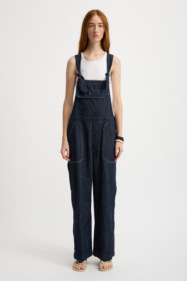 Denimist Tie Strap Relaxed Overall Drapey Rinse Indigo