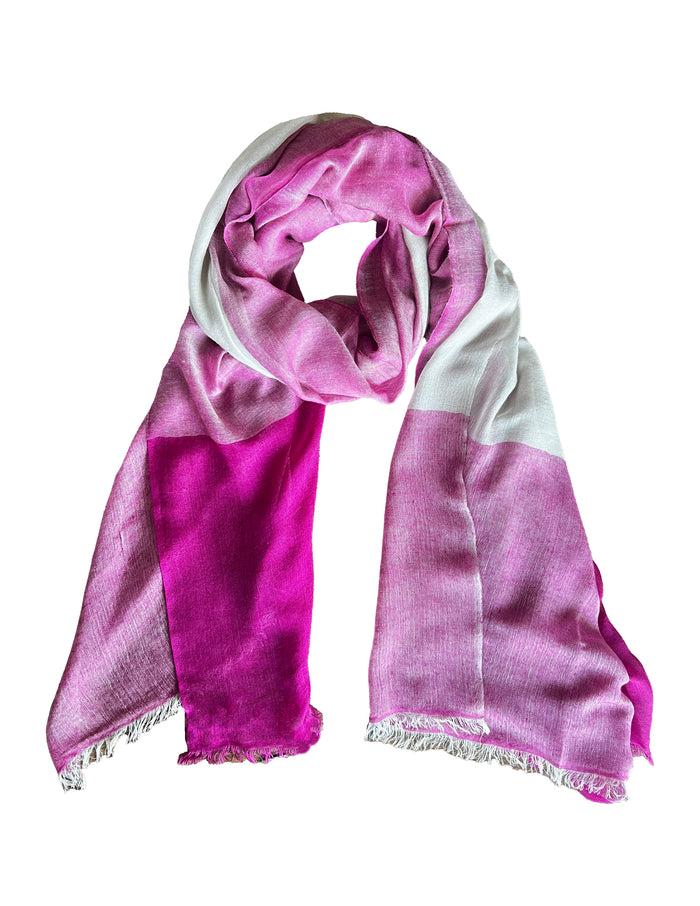 Denis Colomb Angkorwat Shawl Pearl Grey + Bright Fuscia