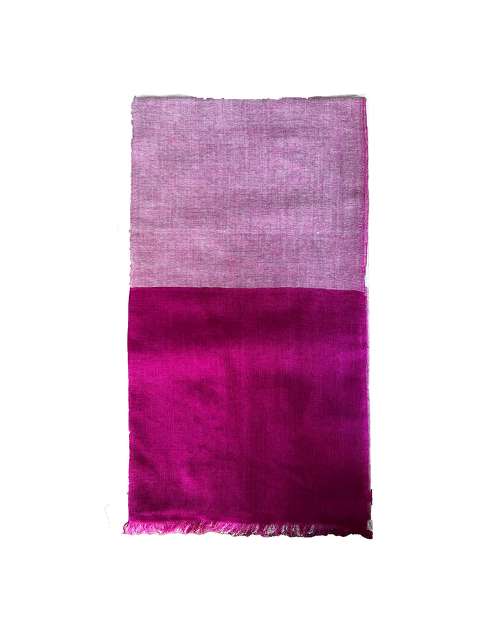 Denis Colomb Angkorwat Shawl Pearl Grey + Bright Fuscia