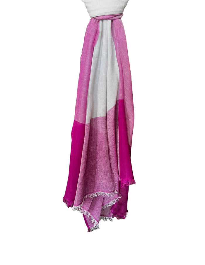 denis colomb Angkorwat Shawl Pearl Grey + Bright Fuscia