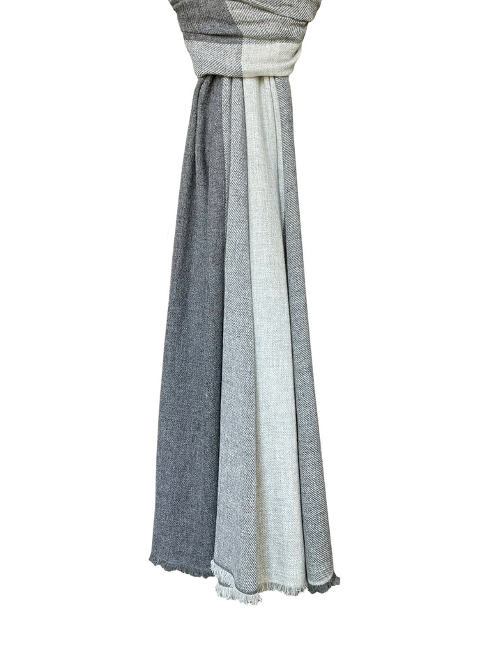 Denis Colomb Appu Stole Light Grey Melange + Charcoal Melange