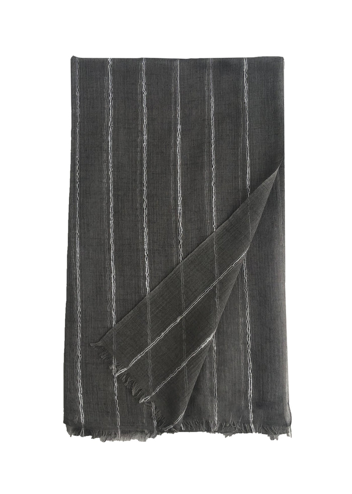 Denis Colomb Berber Fine Line Shawl Charcoal+Light Grey