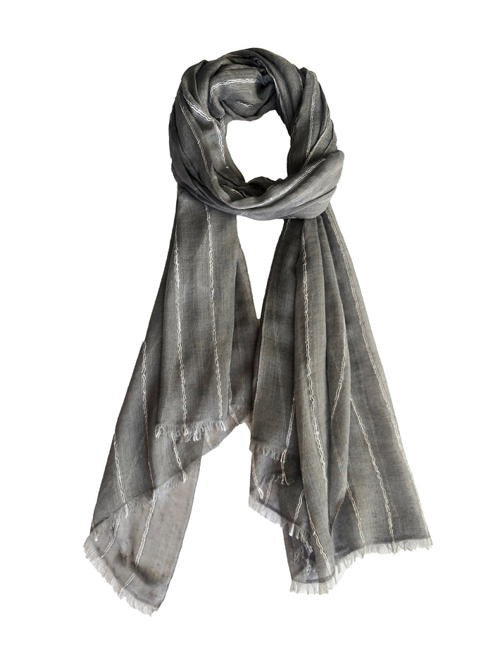 denis colomb Berber Fine Line Shawl Charcoal+Light Grey