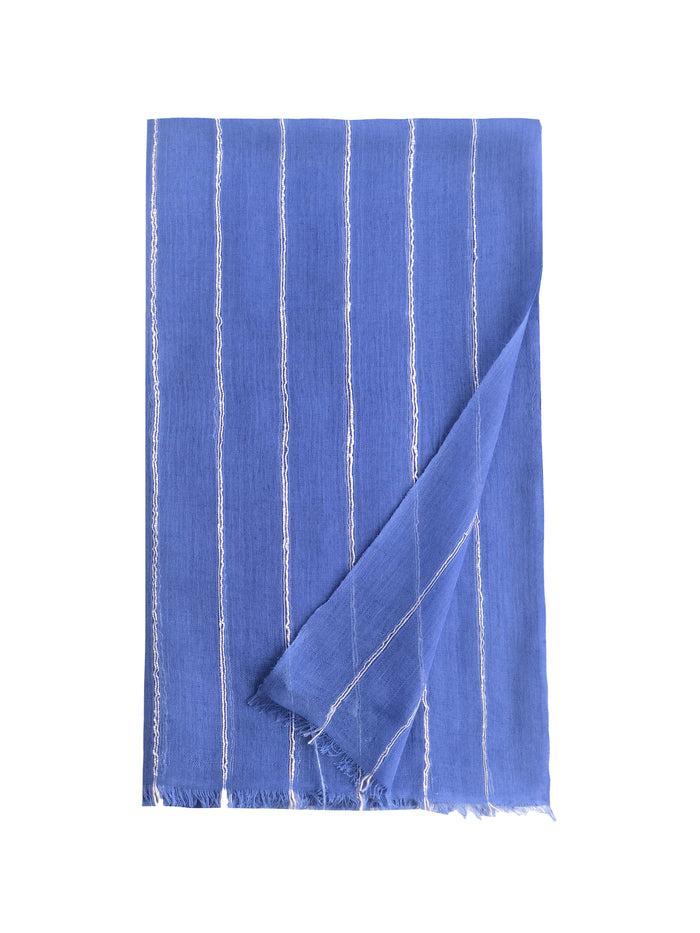 Denis Colomb Berber Fine Line Shawl Taureg Blue+ Light Grey