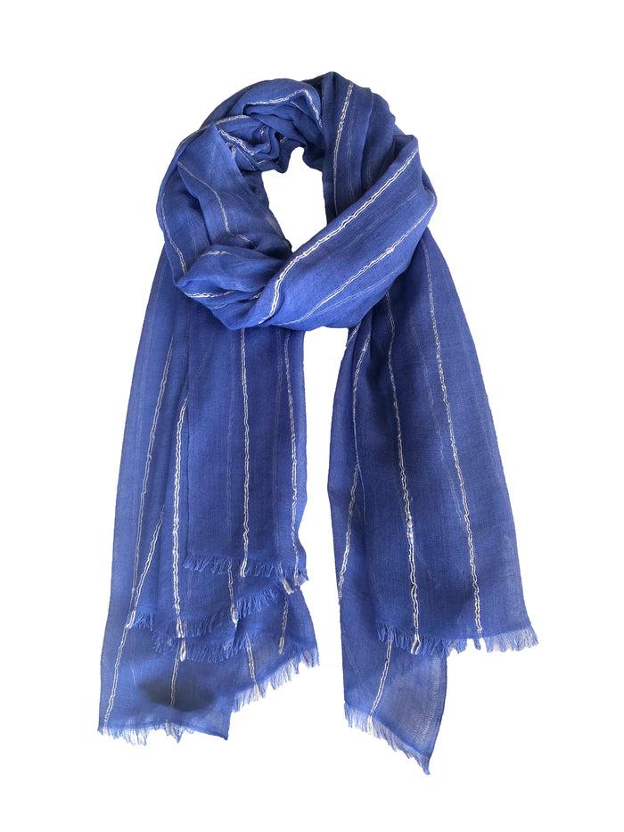 denis colomb Berber Fine Line Shawl Taureg Blue+ Light Grey