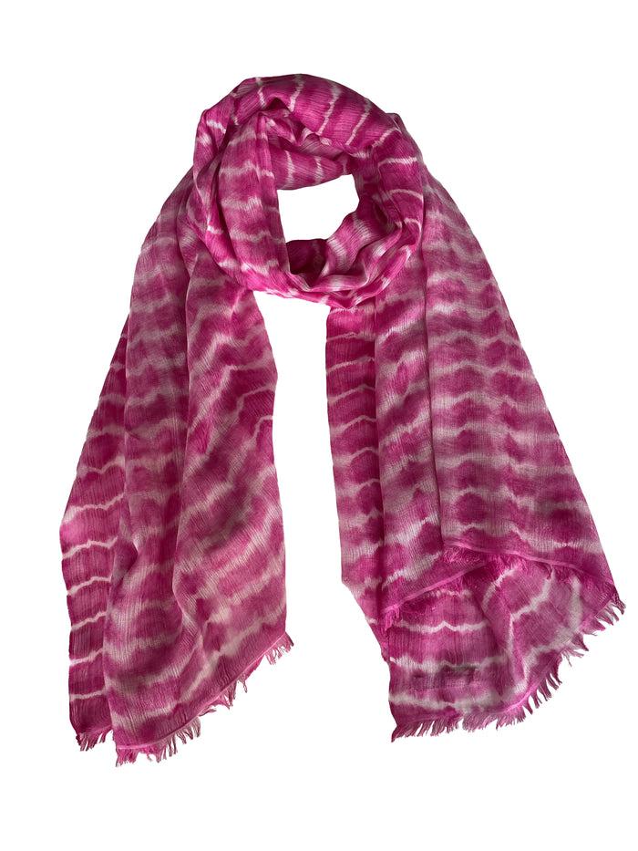 Denis Colomb Boa Tie Dye Shawl Pale Hibiscus + Bright Fuchsia