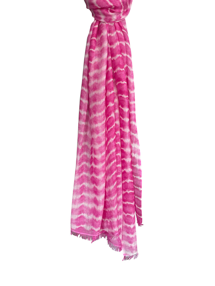 Denis Colomb Boa Tie Dye Shawl Pale Hibiscus + Bright Fuchsia
