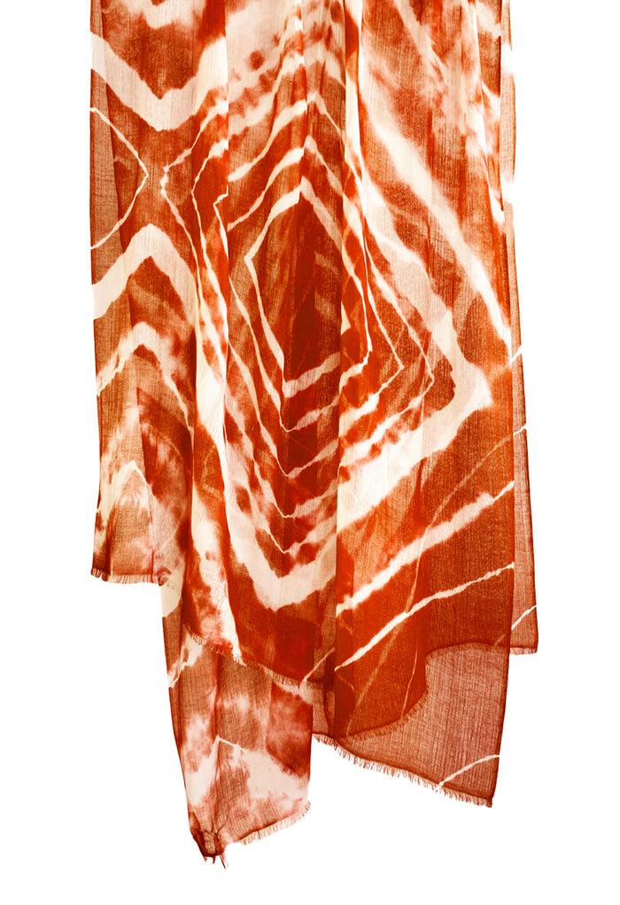 Denis Colomb Angkor Wat Tie Dye Shawl Argile Rouge