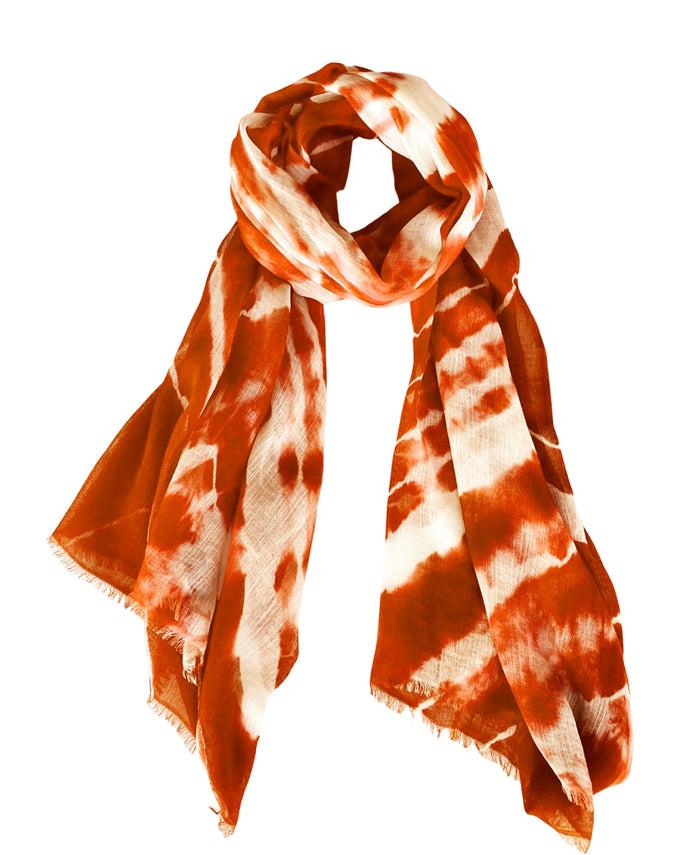 denis colomb Angkor Wat Tie Dye Shawl Argile Rouge