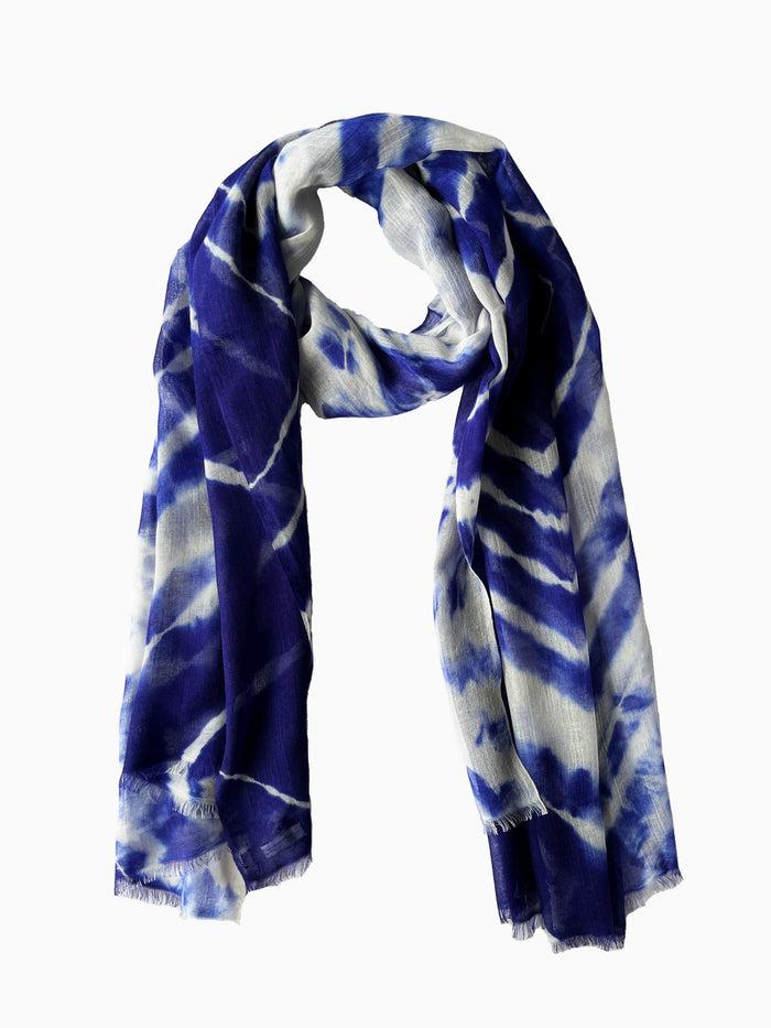 Denis Colomb Angkor Wat Tie Dye Shawl Blue Cobalt
