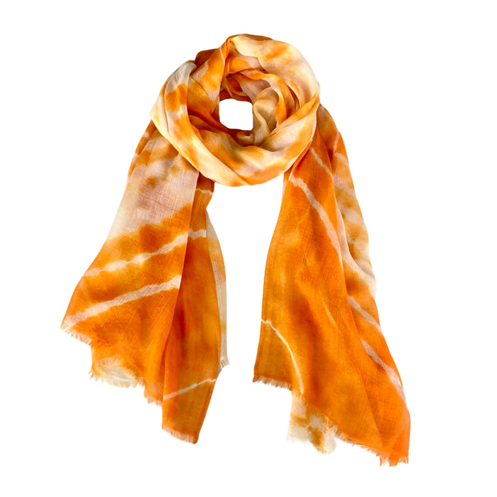 Denis Colomb Angkor Wat Tie Dye Shawl Orange