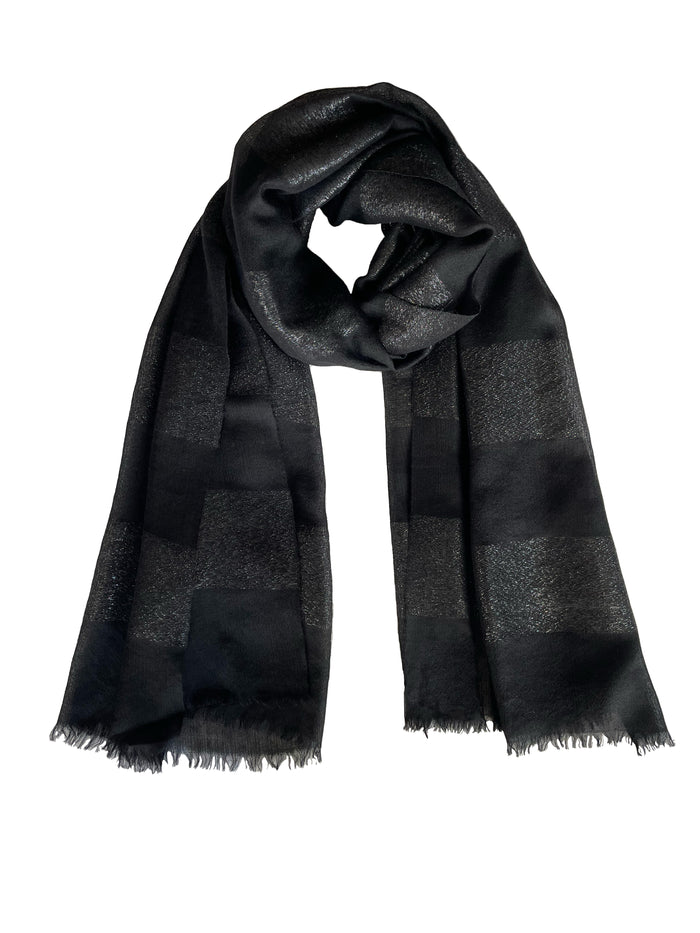Denis Colomb Evening Toosh Stripe Shawl Black