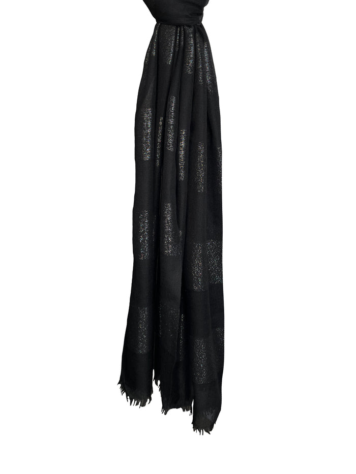 Denis Colomb Evening Toosh Stripe Shawl Black
