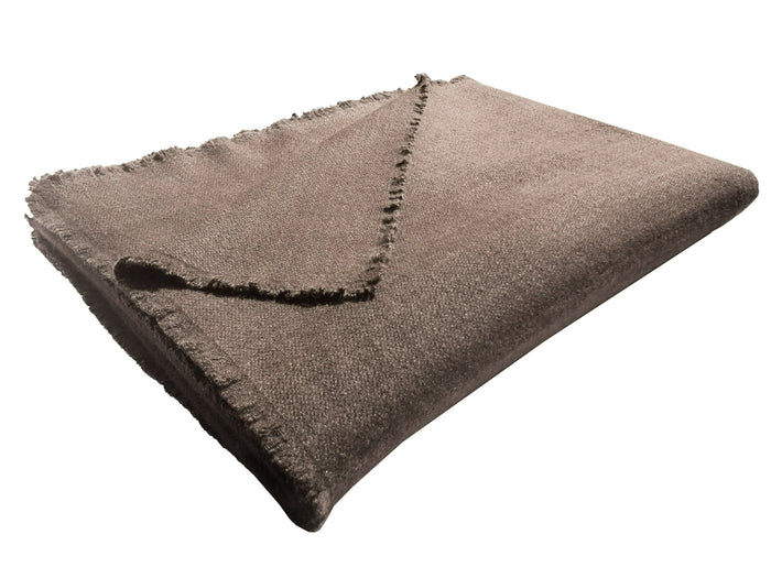 denis colomb Four Sided Fringe Throw Natural Brown