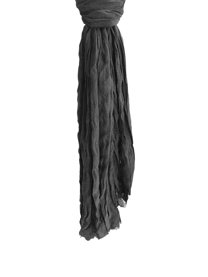 Denis Colomb Froisse Silk Solid Shawl Black