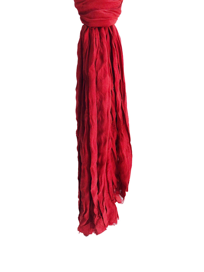 Denis Colomb Froisse Silk Solid Shawl Chili Red