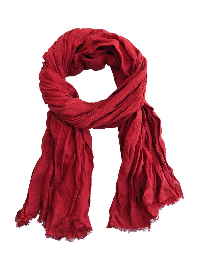 denis colomb Froisse Silk Solid Shawl Chili Red