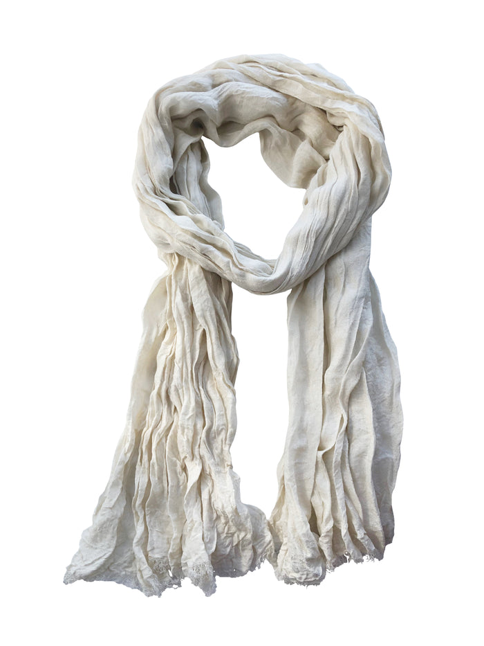 denis colomb Froisse Silk Solid Shawl White
