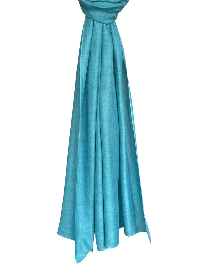 Denis Colomb Georgia Silk Large Shawl Peacock Blue