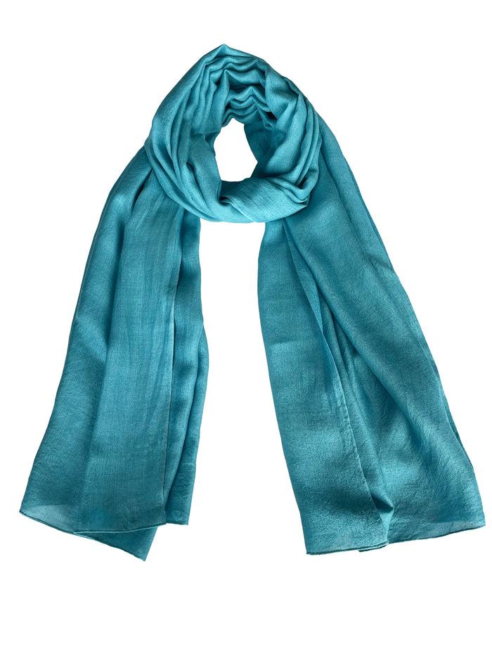 denis colomb Georgia Silk Large Shawl Peacock Blue