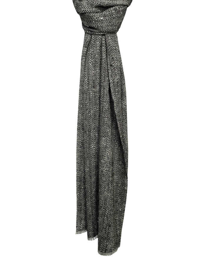 Denis Colomb Ise Two Tone Scarf Black + Light Grey