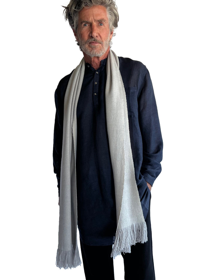 Denis Colomb Long Fringe Scarf Light Grey