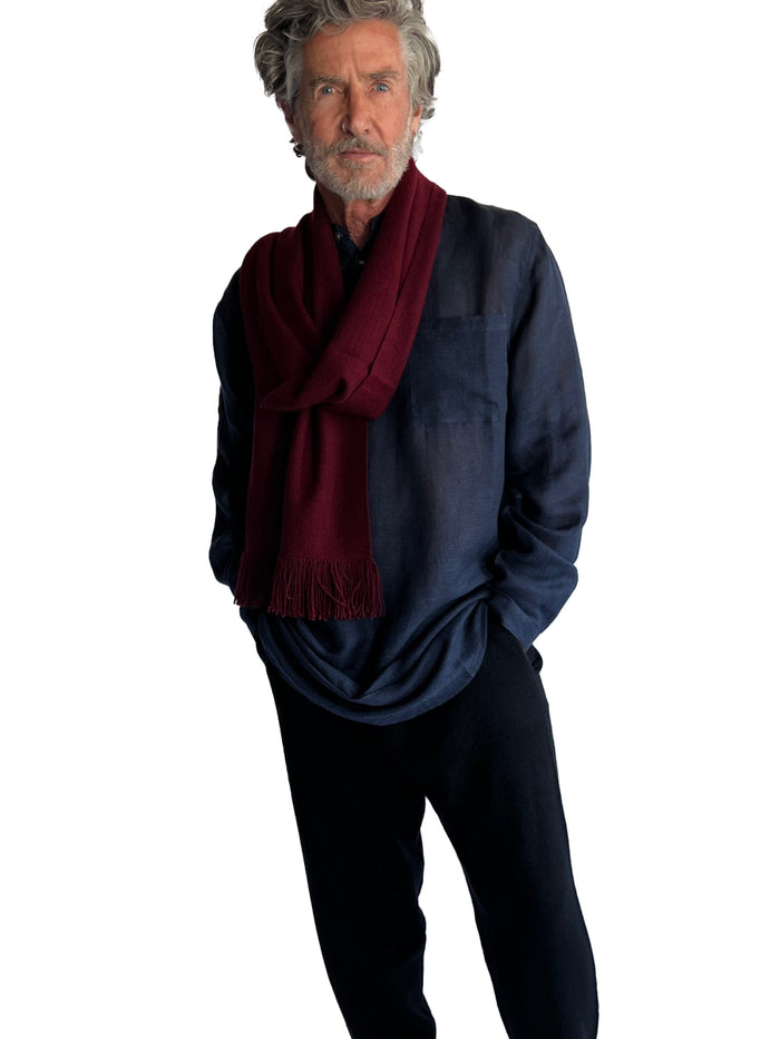 Denis Colomb Long Fringe Scarf Tibetan Red Monk