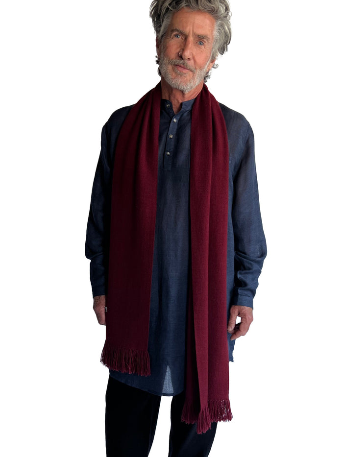 denis colomb Long Fringe Scarf Tibetan Red Monk