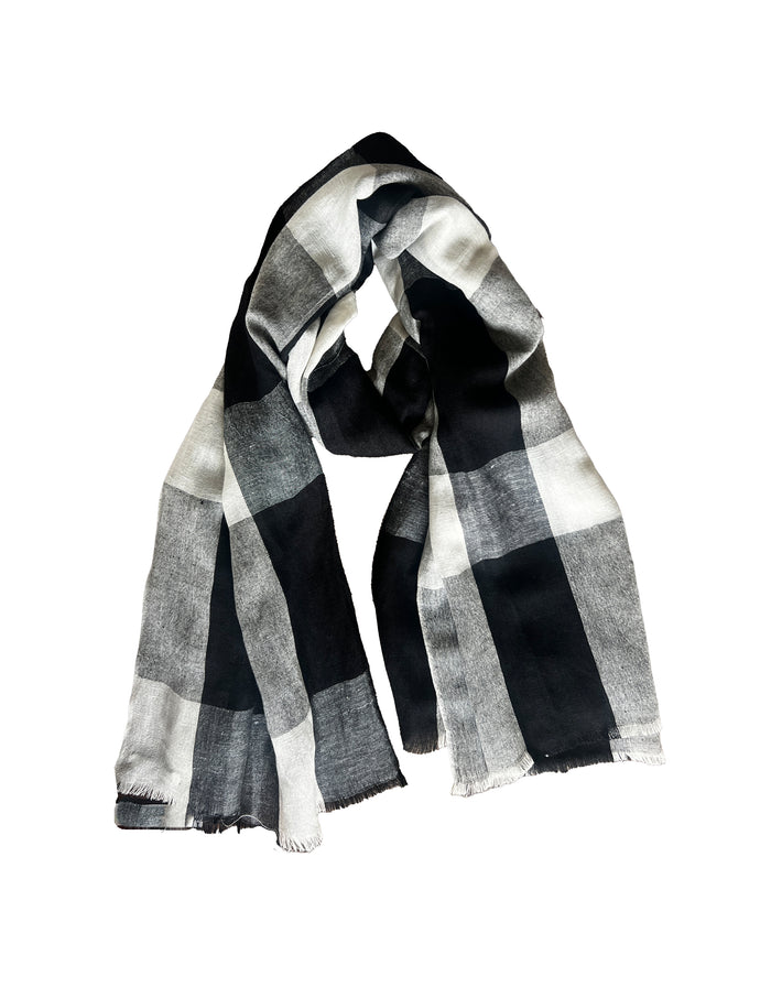 Denis Colomb Mandalay Checks Shawl Black + White