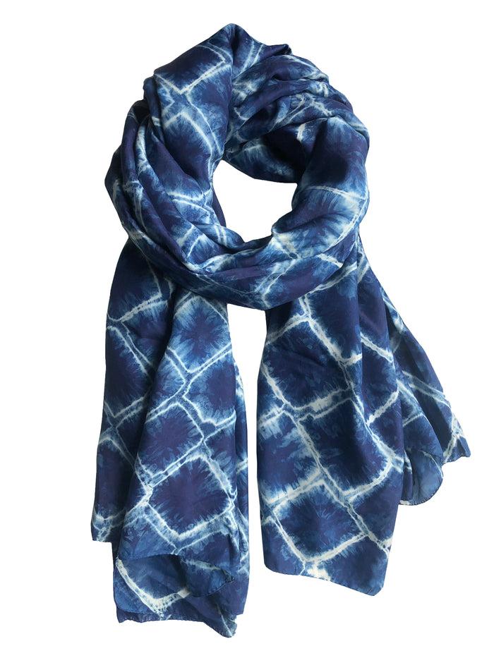 Denis Colomb Shibori Large Shawl Dark Indigo