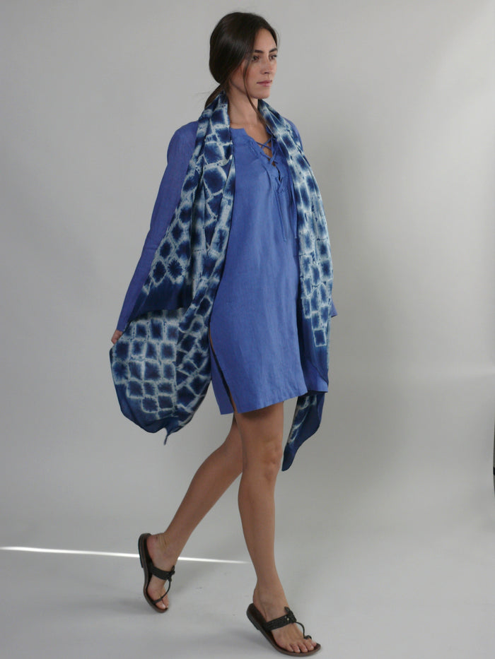 denis colomb Shibori Large Shawl Dark Indigo