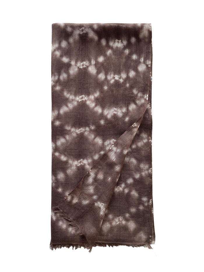 Denis Colomb Shibori Tie Dye Shawl White + Tabac