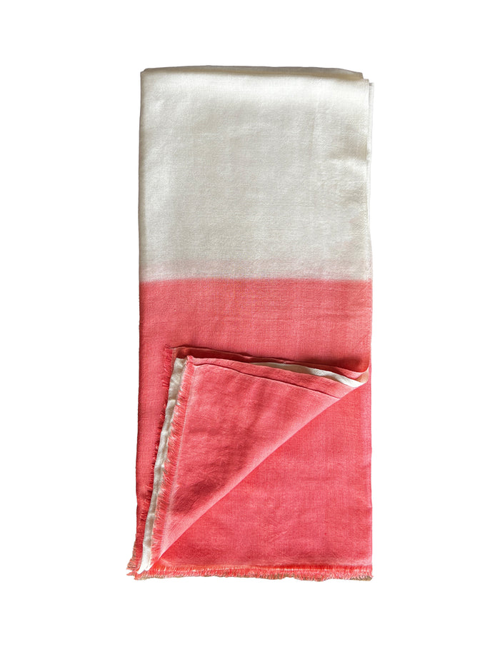 Denis Colomb Silk Dip Dye Shawl White+Pale Coral