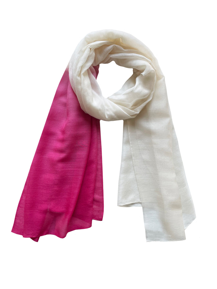 Denis Colomb Silky Cloud Ombre Stole White+Cerise