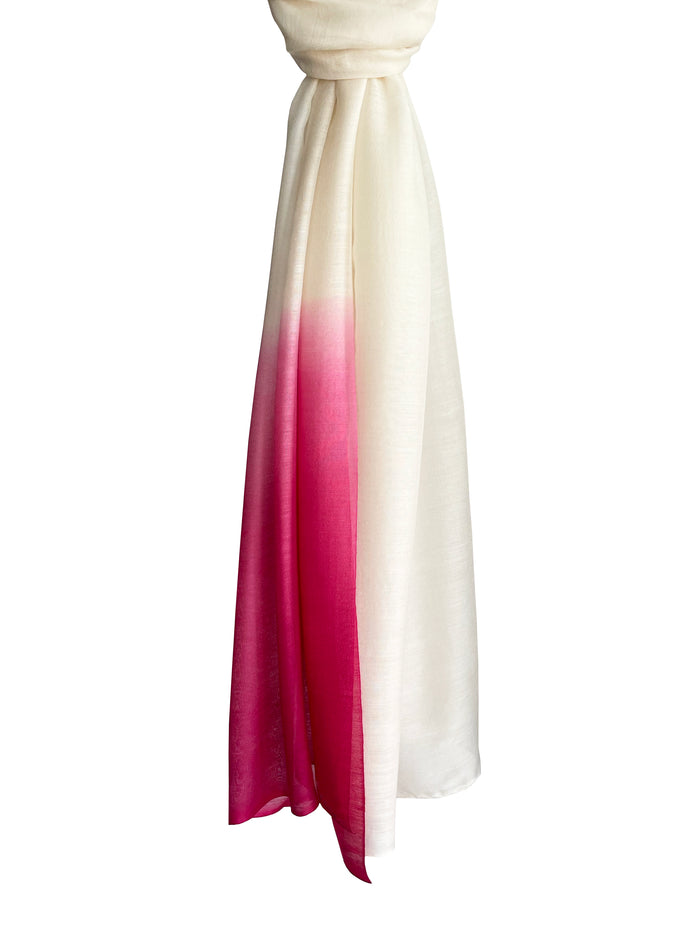 Denis Colomb Silky Cloud Ombre Stole White+Cerise