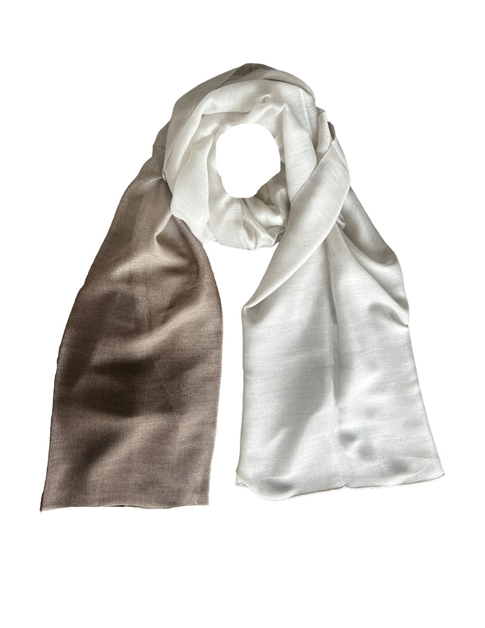 Denis Colomb Silky Ombre Shawl Moonbeam + Cappucino