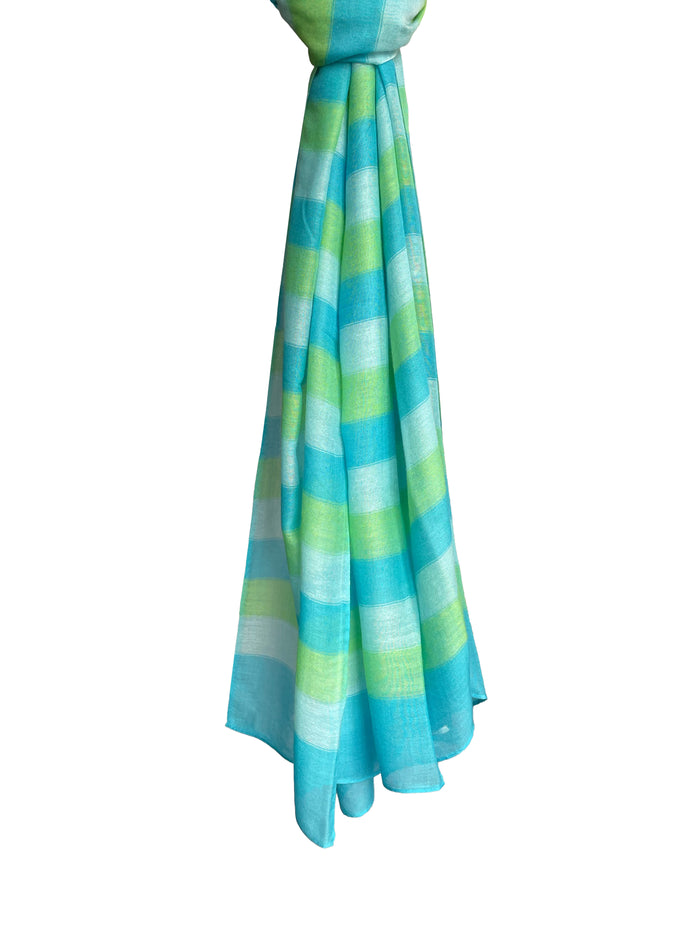 Denis Colomb Simi Stole White + Deep Turquoise + Lime