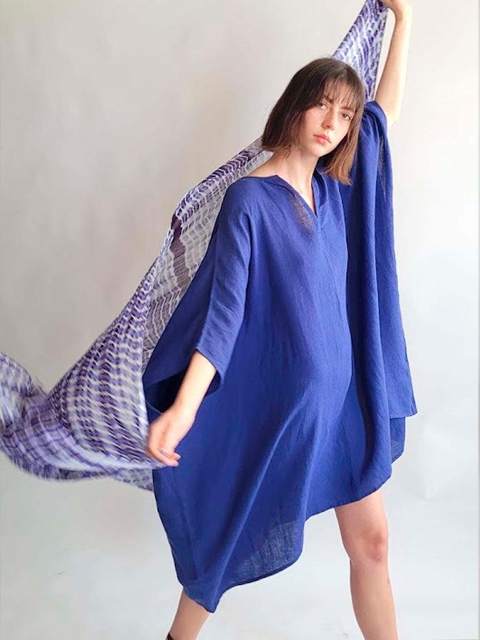 Denis Colomb Slit Dress Blue Cobalt