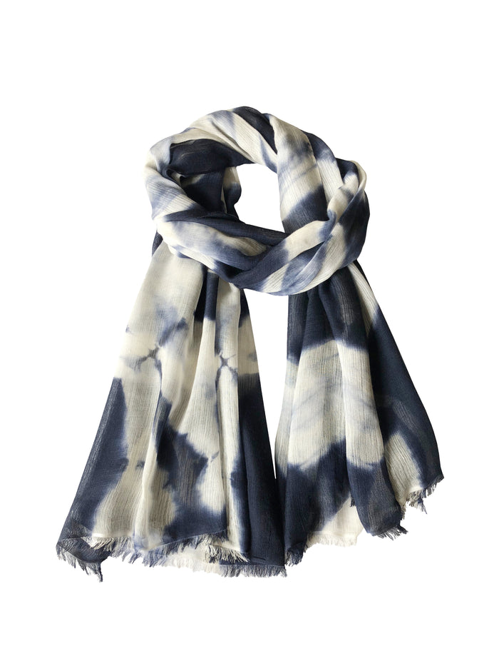 Denis Colomb Song Tie Dye Shawl White+Indigo