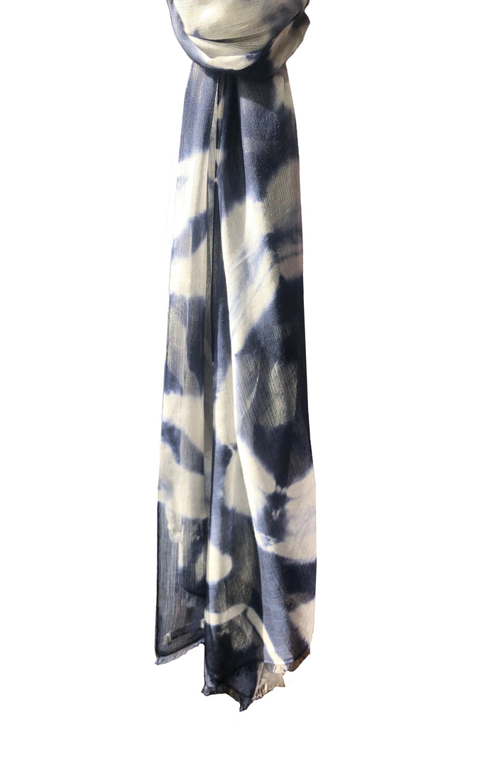 Denis Colomb Song Tie Dye Shawl White+Indigo